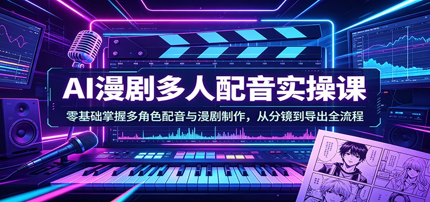 AI漫剧多人配音实操课：零基础掌握多角色配音与漫剧制作，从分镜到导出全流程-网创资源站