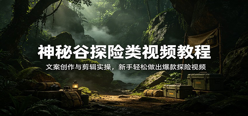 神秘谷探险类视频教程：文案创作与剪辑实操，新手轻松做出爆款探险视频-网创资源站