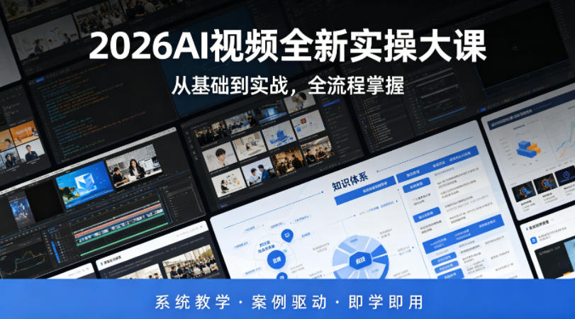 2026AI视频全新实操大课，从基础到实战，全流程掌握，系统教学·案例驱动·即学即用-网创资源站