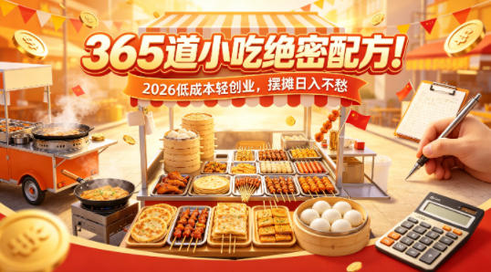 365道小吃绝密配方！2026低成本轻创业，摆摊日入不愁-网创资源站