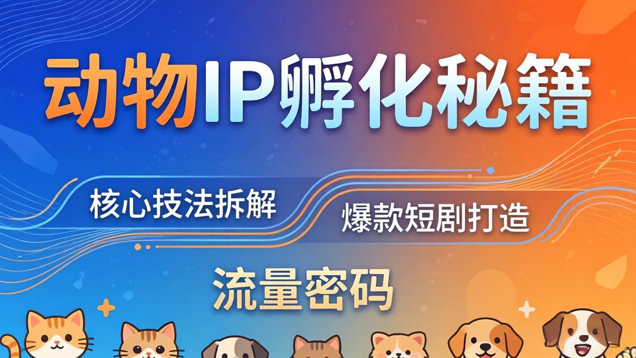动物IP孵化全套秘籍，三大核心技法拆解，打造爆款萌宠短剧，轻松拿捏赛道流量密码-网创资源站