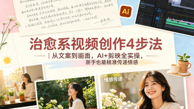 治愈系视频创作4步法｜从文案到画面，AI+剪映全实操，新手也能精准传递情感-网创资源站