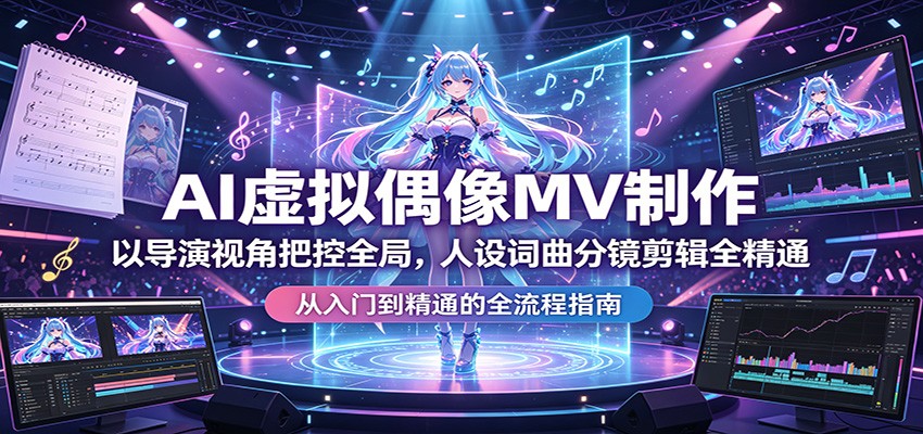 AI虚拟偶像MV制作：以导演视角把控全局，人设词曲分镜剪辑全精通-网创资源站