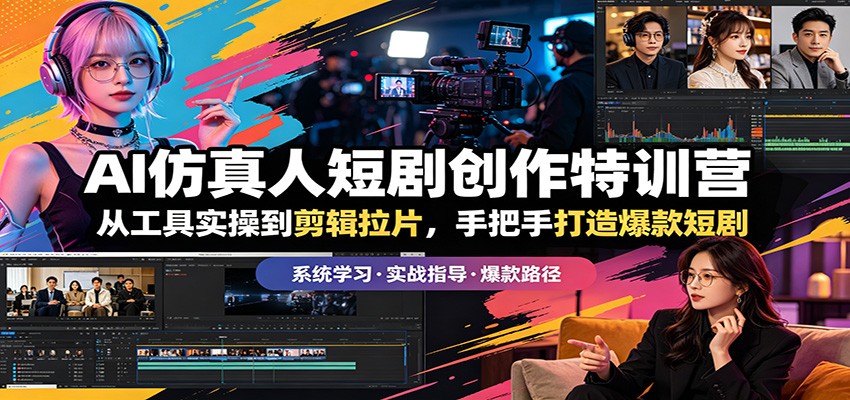 AI仿真人短剧创作特训营：从工具实操到剪辑拉片，手把手打造爆款短剧-网创资源站