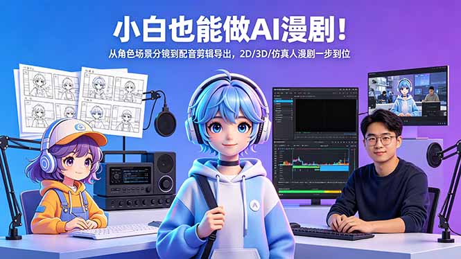 小白也能做AI漫剧！从角色场景分镜到配音剪辑导出，2D/3D/仿真人漫剧一步到位-网创资源站