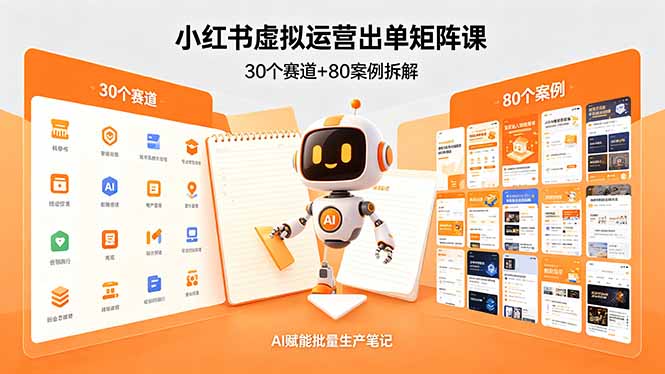 小红书虚拟运营出单矩阵课：30个赛道+80案例拆解，AI赋能批量生产笔记-网创资源站