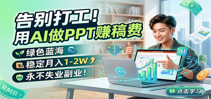 告别打工！用AI做PPT赚稿费，绿色蓝海，稳定月入1-2W，永不失业副业！-网创资源站
