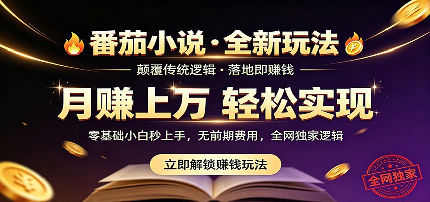 番茄小说5月最新独家玩法，稳定落地实测月入过万！-网创资源站