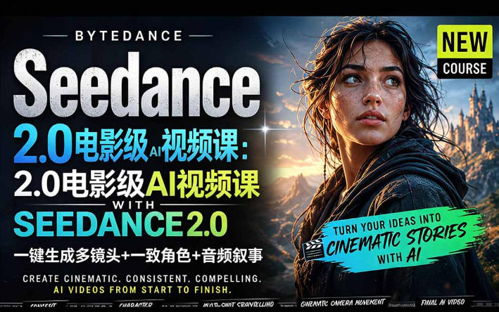 字节跳动的Seedance 2.0 AI电影视频生成制作教程，一键生成多镜头+一致角色+音频叙事-中英字幕-网创资源站