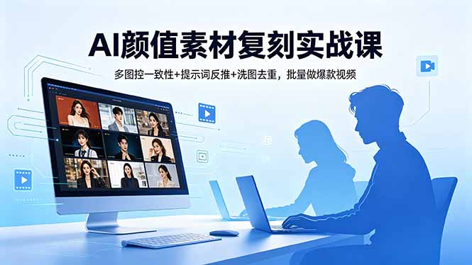 AI颜值素材复刻实战课，多图控一致性+提示词反推+洗图去重，批量做爆款视频-网创资源站