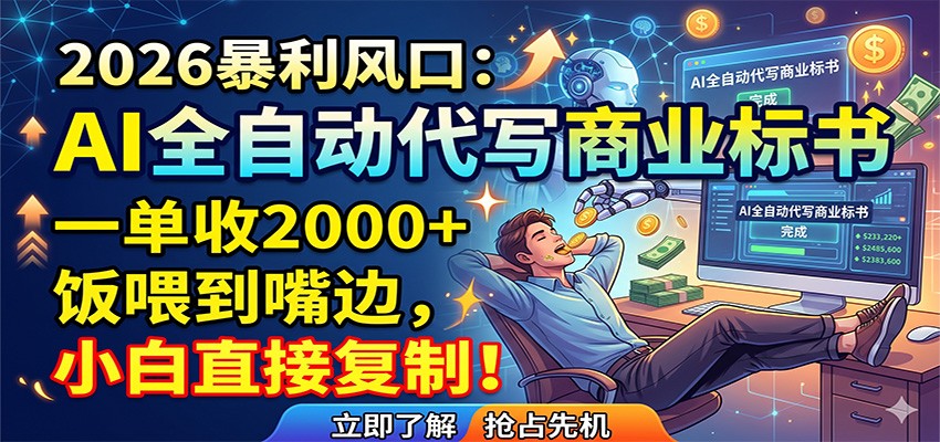 AI全自动代写商业标书，一单收2000+，饭喂到嘴边，小白直接复制-网创资源站