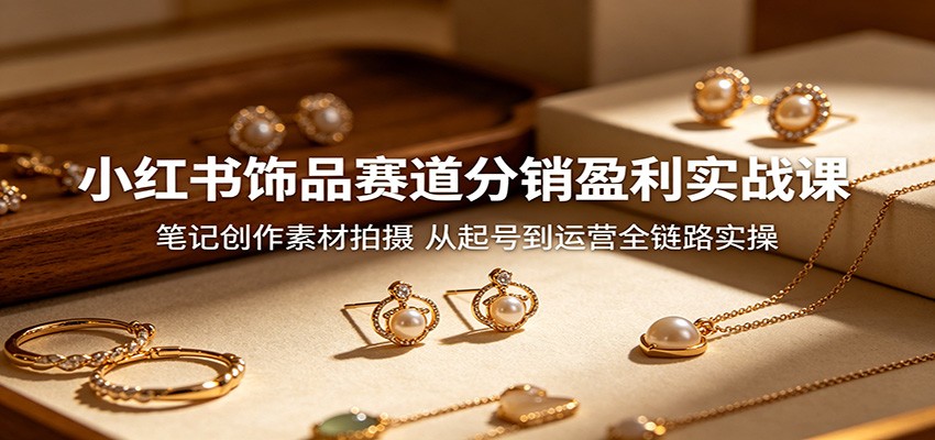 小红书饰品赛道分销盈利实战课：笔记创作素材拍摄，从起号到运营全链路实操-网创资源站