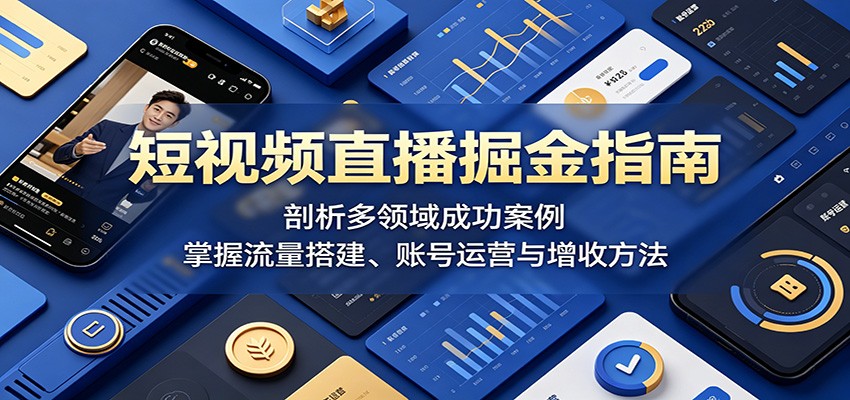 短视频直播掘金指南：剖析多领域成功案例，掌握流量搭建、账号运营与增收方法-网创资源站