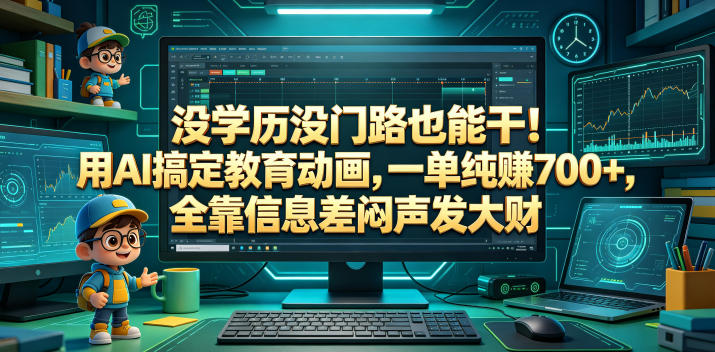 没学历没门路也能干！用AI搞定教育动画，一单纯賺700+，全靠信息差闷声发大财【揭秘】-网创资源站