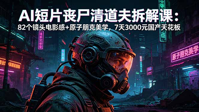 AI短片《丧尸清道夫》拆解课：82个镜头电影感+原子朋克美学，7天3000元国产天花板-网创资源站