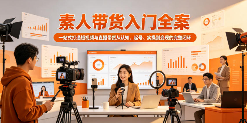素人带货入门全案，一站式打通短视频与直播带货从认知、起号、实操到变现的完整闭环-网创资源站
