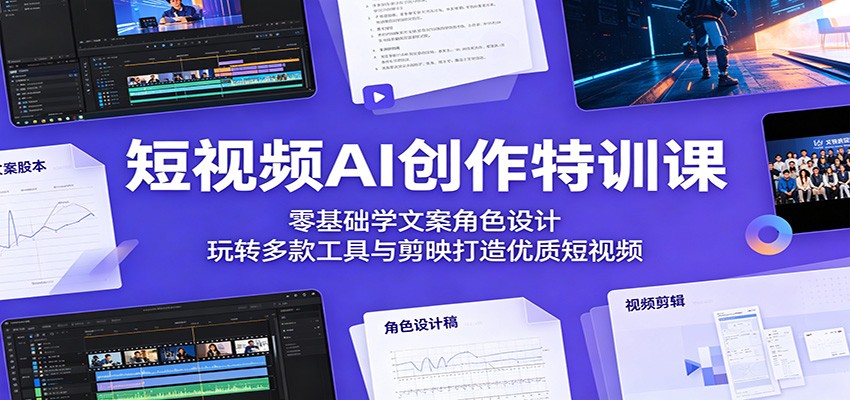 短视频AI创作特训课：零基础学文案角色设计，玩转多款工具与剪映打造优质短视频-网创资源站