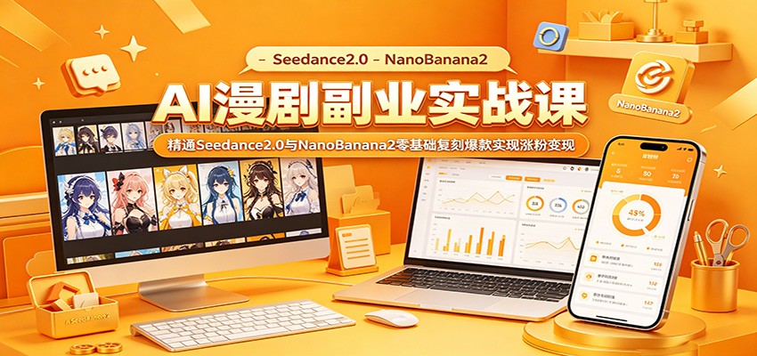 AI漫剧副业实战课：精通Seedance2.0与NanoBanana2零基础复刻爆款实现涨粉变现-网创资源站