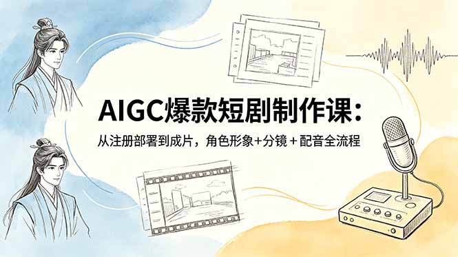 AIGC爆款短剧制作课：从注册部署到成片，角色形象+分镜+配音全流程-网创资源站