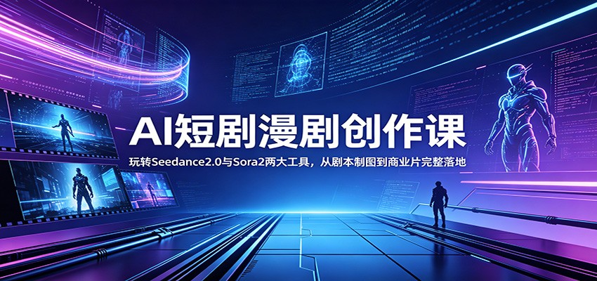 AI短剧漫剧创作课：玩转Seedance2.0与 Sora2两大工具，从剧本制图到商业片完整落地-网创资源站