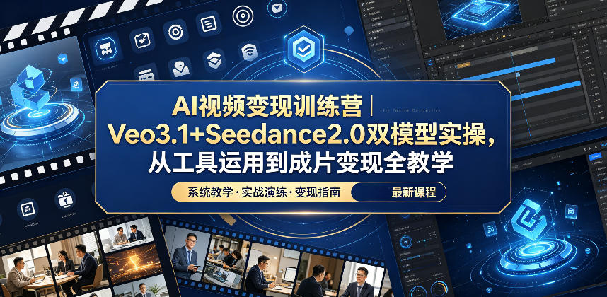 AI视频变现训练营｜Veo3.1+Seedance2.0双模型实操，从工具运用到成片变现全教学-网创资源站