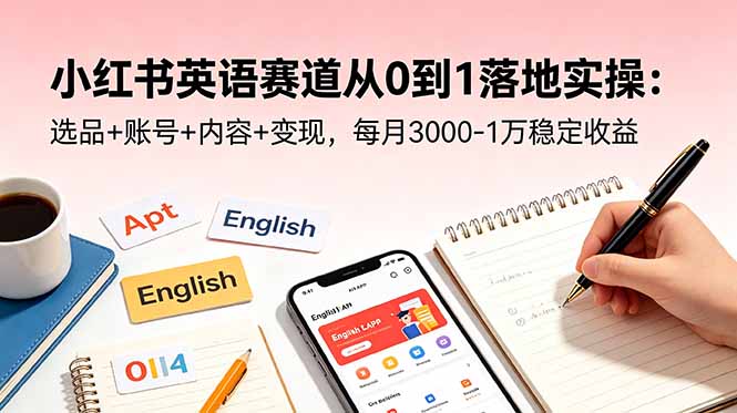 小红书英语赛道从0到1落地实操：选品+账号+内容+变现，每月3000-1万稳定收益-网创资源站