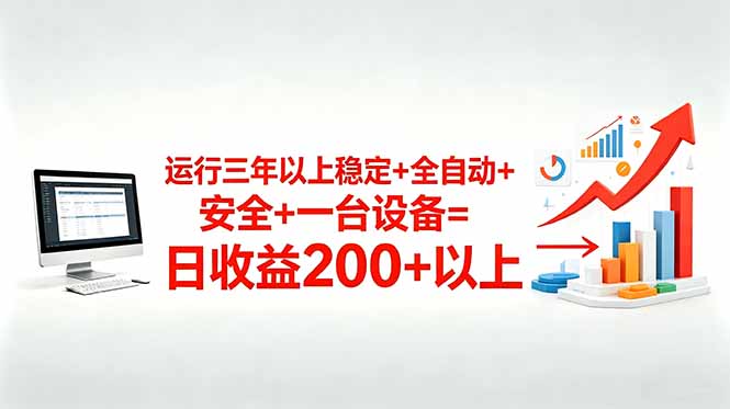 三年以上稳定+全自动+安全+一台设备=日收益200+-网创资源站
