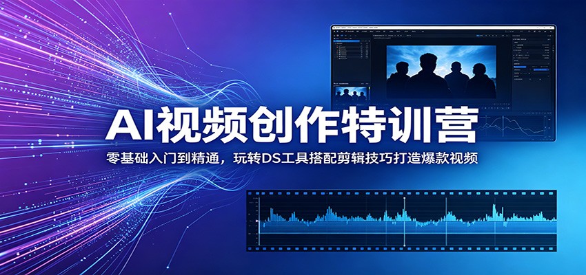 AI视频创作特训营：零基础入门到精通，玩转DS工具搭配剪辑技巧打造爆款视频-网创资源站