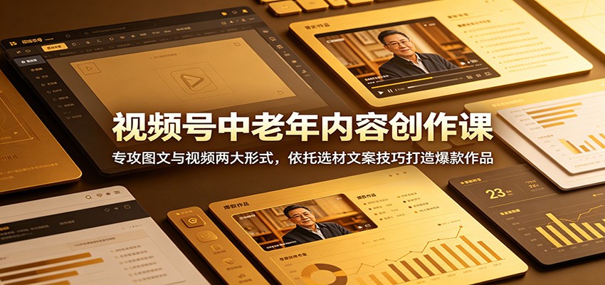 视频号中老年内容创作课：专攻图文与视频两大形式，依托选材文案技巧打造爆款作品-网创资源站