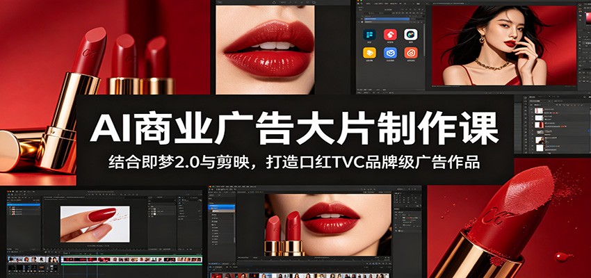 AI商业广告大片制作课：结合即梦2.0与剪映，打造口红TVC品牌级广告作品-网创资源站