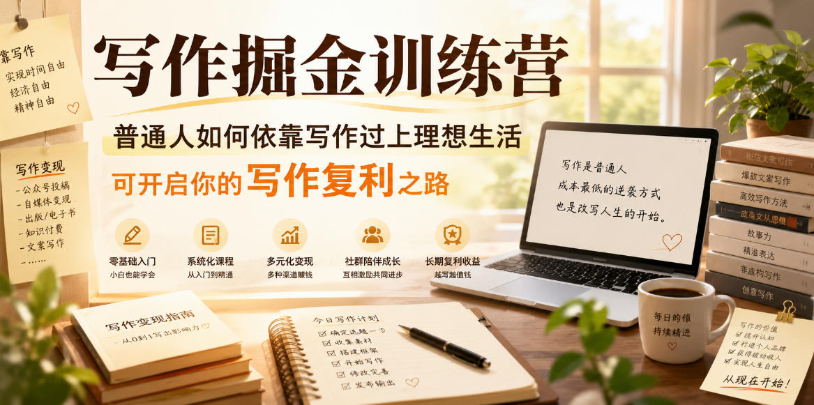 写作掘金训练营，普通人如何依靠写作过上理想生活，可开启你的写作复利之路(更新6月)-网创资源站