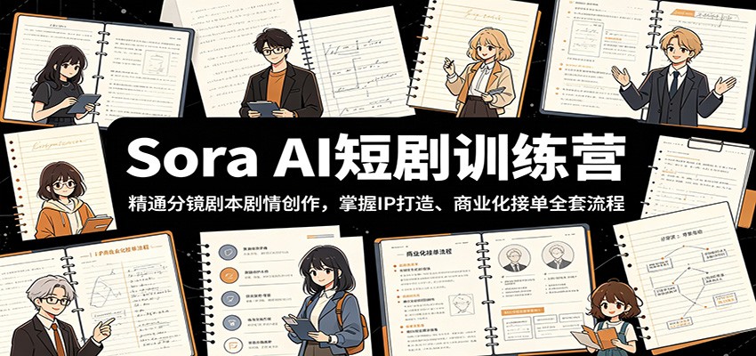Sora AI短剧训练营：精通分镜剧本剧情创作，掌握IP打造、商业化接单全套流程-网创资源站