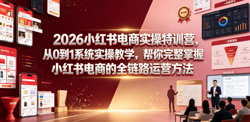 2026小红书电商实操特训营，从0到1系统实操教学，帮你完整掌握小红书电商的全链路运营方法-网创资源站
