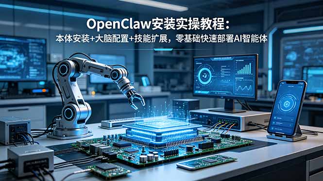 OpenClaw安装实操教程：本体安装+大脑配置+技能扩展，零基础快速部署AI智能体-网创资源站