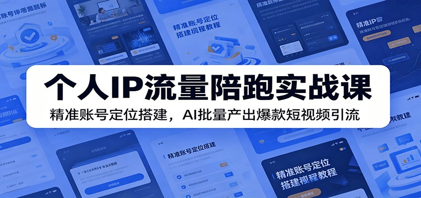个人IP流量陪跑实战课：精准账号定位搭建，AI批量产出爆款短视频引流-网创资源站