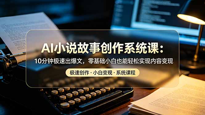 AI小说故事创作系统课：10分钟极速出爆文，零基础小白也能轻松实现内容变现-网创资源站