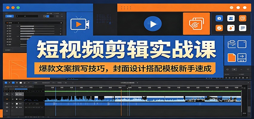 短视频剪辑实战课：爆款文案撰写技巧，封面设计搭配模板新手速成-网创资源站