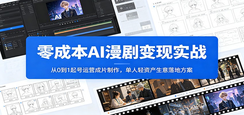 零成本AI漫剧变现实战：从0到1起号运营成片制作，单人轻资产生意落地方案-网创资源站