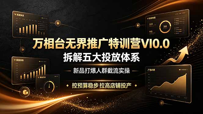 万相台无界推广特训营VI0.0，拆解五大投放体系，新品打爆人群截流实操，控预算稳步拉高店铺投产-网创资源站