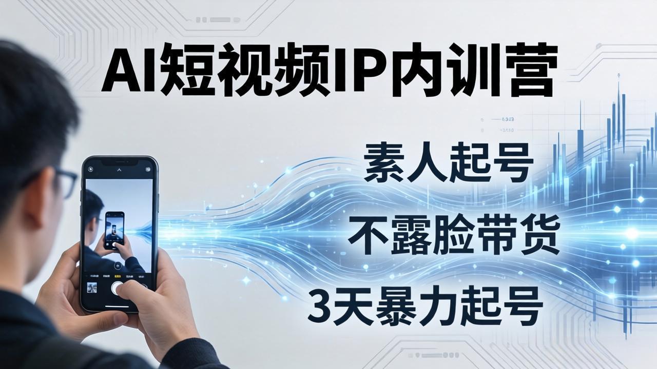 2026AI短视频IP内训营-更新：从素人起号到不露脸带货，3天暴力起号全流程拆解-网创资源站