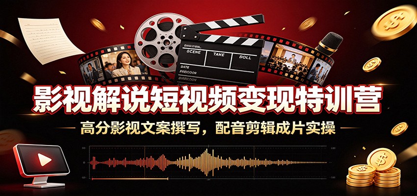 影视解说短视频变现特训营：高分影视文案撰写，配音剪辑成片实操-网创资源站
