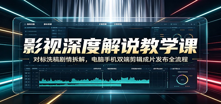 影视深度解说教学课：对标洗稿剧情拆解，电脑手机双端剪辑成片发布全流程-网创资源站