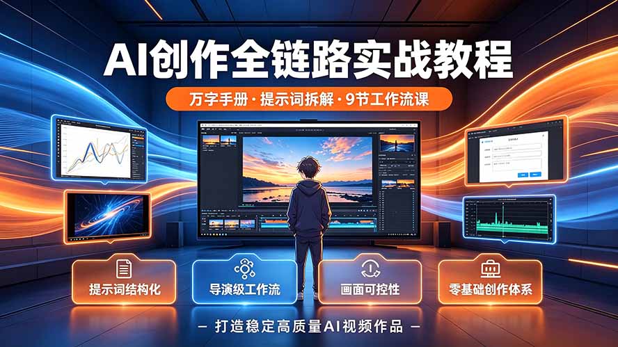 AI创作全链路实战教程｜万字手册·提示词拆解·9节工作流课，打造稳定高质量AI视频作品-网创资源站