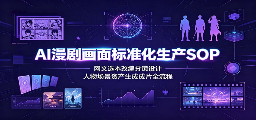 AI漫剧画面标准化生产SOP：网文选本改编分镜设计，人物场景资产生成成片全流程-网创资源站
