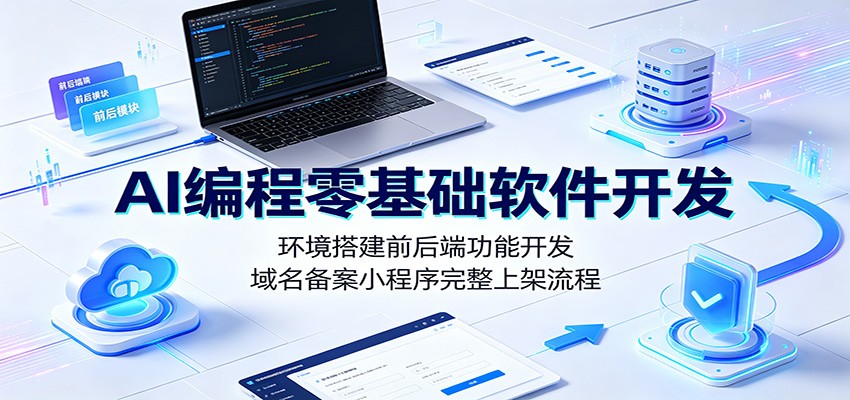 AI编程零基础软件开发：环境搭建前后端功能开发，域名备案小程序完整上架流程-网创资源站
