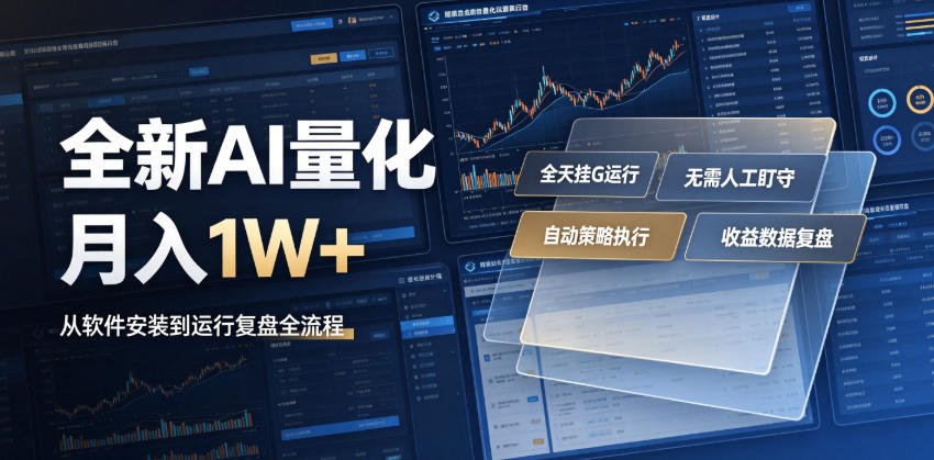 全新AI量化月入1W+，一台电脑全天挂G运行，不用盯不用操作，懒人专属副业！【揭秘】-网创资源站
