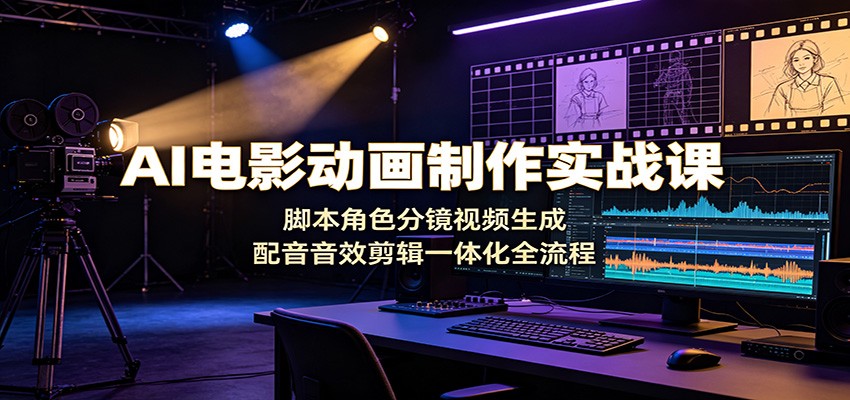 AI电影动画制作实战课：脚本角色分镜视频生成，配音音效剪辑一体化全流程-网创资源站