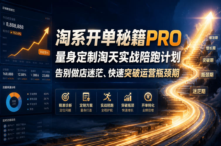淘系开单秘籍PRO，量身定制淘天实战陪跑计划，告别做店迷茫、快速突破运营瓶颈期(20260715)-网创资源站