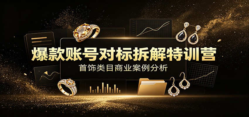 爆款账号对标拆解特训营：首饰类目商业案例分析，配套完整资料内容-网创资源站