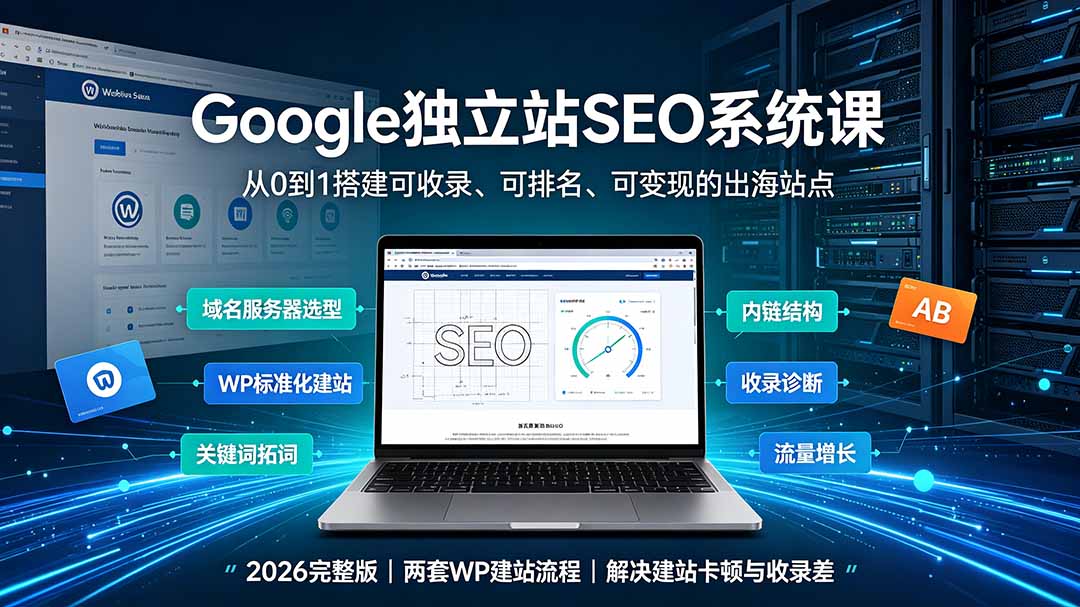 Google独立站SEO-7月系统课：出海基建×WordPress建站×AI内容生产×站内外优化×Search Console×AdSense变现-网创资源站